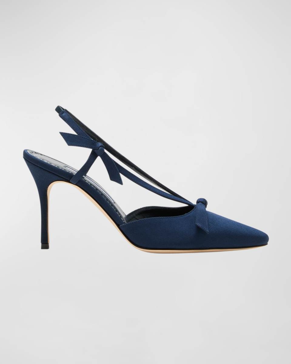 Cortintia Satin Bow Slingback Pumps